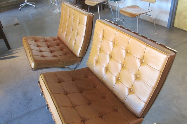 Mies van der Rohe Brushed Steel Barcelona Chairs