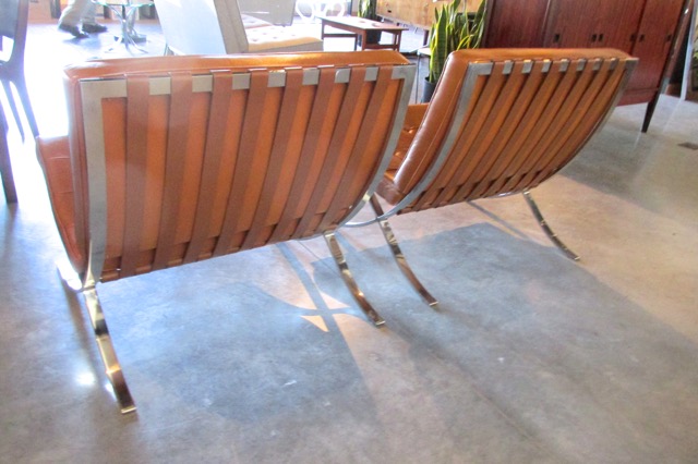 Mies van der Rohe Brushed Steel Barcelona Chairs