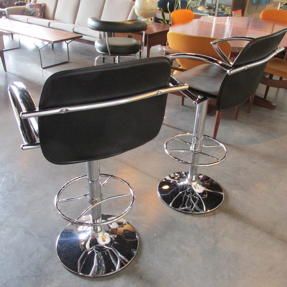 Chrome & Leather Bar Stools