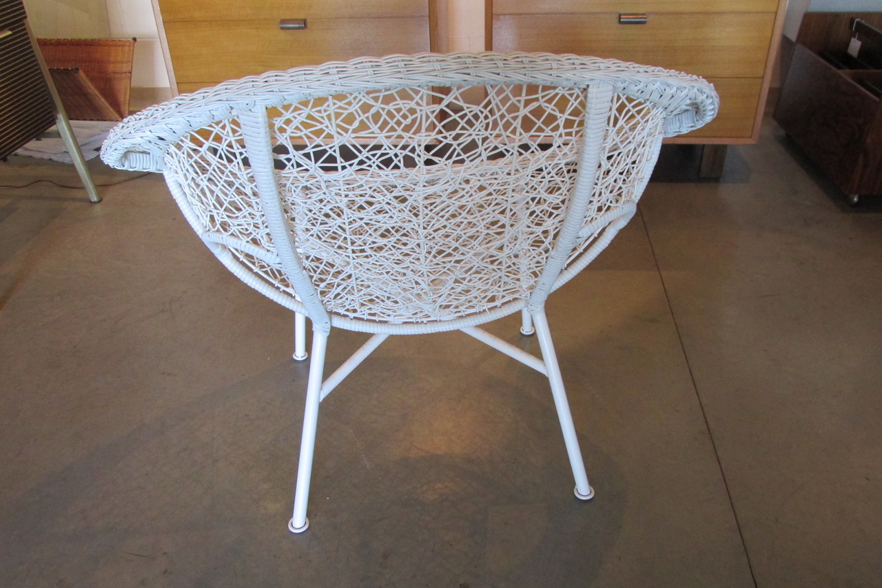 Mid Century Woven Vinyl Scoop Lounge Chairs