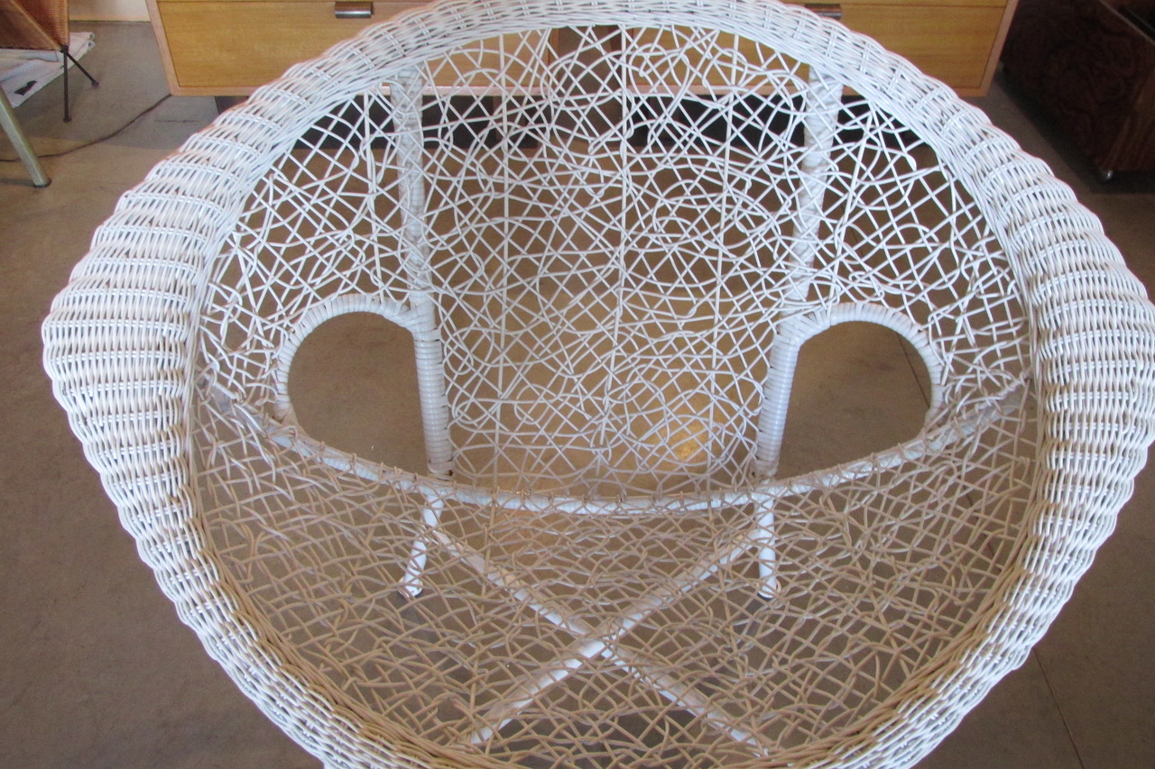 Mid Century Woven Vinyl Scoop Lounge Chairs