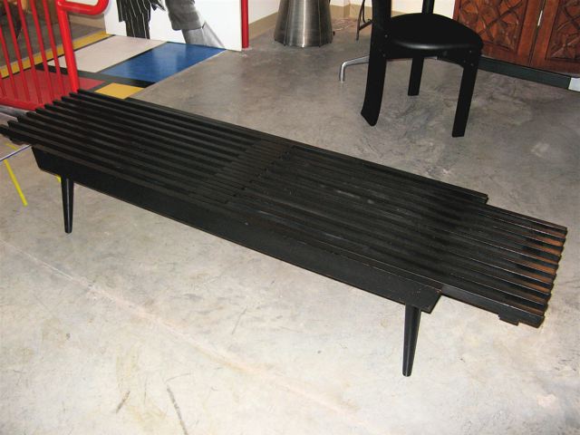 Black Wood Slat Table 