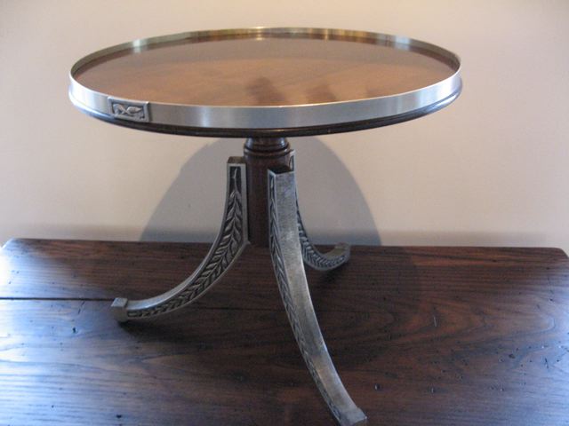 Mahogany and Aluminum Klismos Occasional Table 