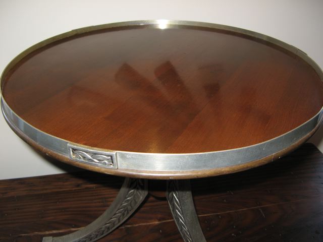 Mahogany and Aluminum Klismos Occasional Table 