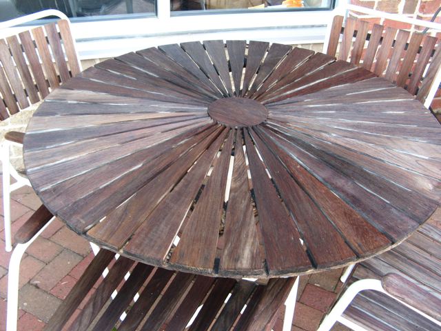 Teak Patio Table and Four Chairs 