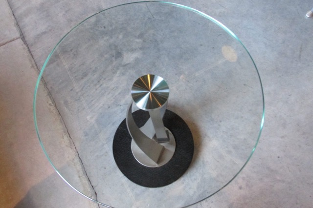 Glass and Steel End Table